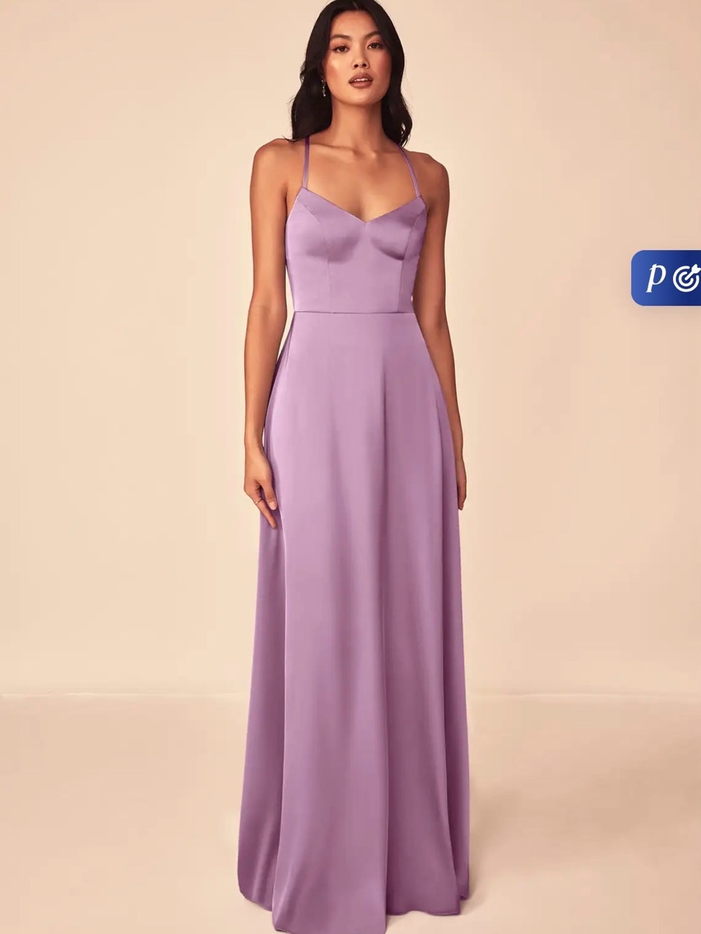 Azazie Mei Wisteria A-Line V-Neck Stretch Satin Dress
